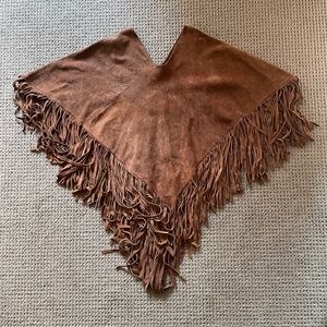 King of the Ponchos 100% leather tassel poncho